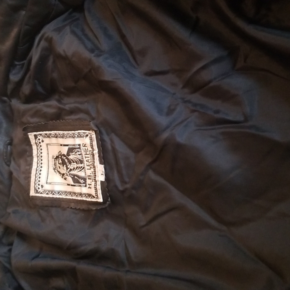 Black Leather Jacket with Embroidered R on Chest - Picture 11 of 12